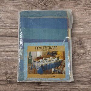 Pfaltzgraff Color Accents Plaid Brite Blue Yellow 60x84 Oblong Cotton Tablecloth